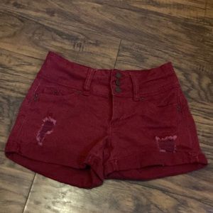 Red jean shorts